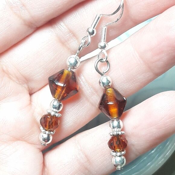 artisan earrings 472#mfs NEW boho sable pressed glass earrings hatpin dangles si - Picture 4 of 5